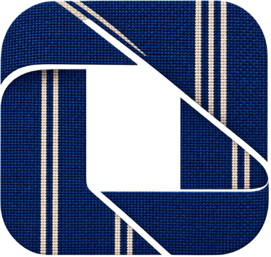 Samproma’s woven blue brand symbol